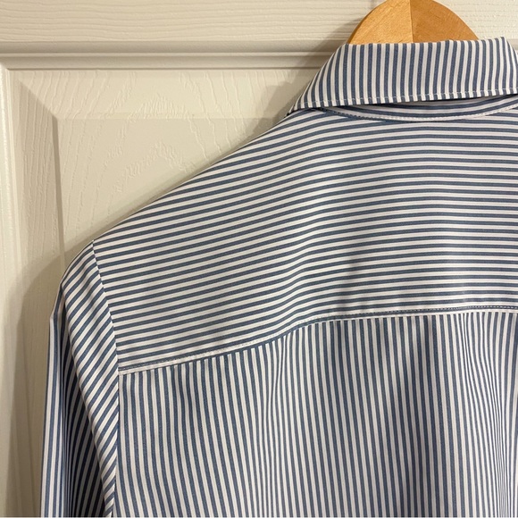 NICE CLAUP Striped Button-up Dress Shirt Light Blue White Made in Korea - Picture 7 of 16